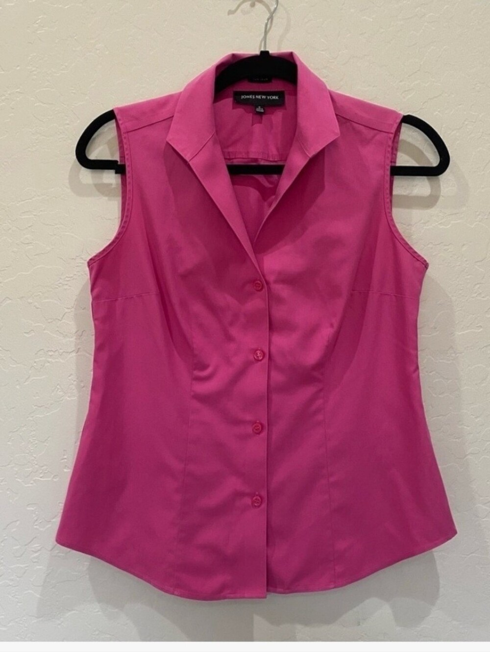Jones New York Women's Bright Fuchsia Button-Front Sleeveless Blouse 20W